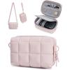 image:imageBAGSMART Digital Camera Case Protective Puffy Camera Case with 2 Carrying Ways Lightweight amp Waterproof Small Camera Bag for Canon PowerShot G7X Mark IIIIISony DSCW800DSCW830  BeigePink