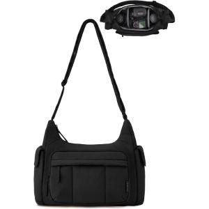 image:imageBAGSMART 2 in 1 Puffy Camera Sling Bag for Photographer Everyday Shoulder Crossbody Bag with Pockets Digital Camera Case for DSLRMirrorless Light BeigeBlack