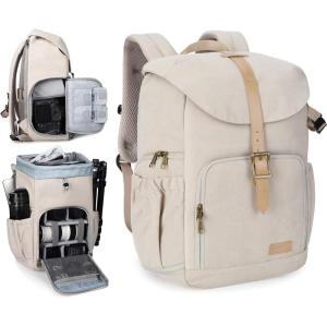 image:imageBAGSMART Camera Backpack DSLR Camera Bag Backpacks for Photographers Waterproof AntiTheft Photography Backpack with 15 Inch Laptop Compartment amp Tripod Holder Ivory WhiteAivory Whitesingle Buckle