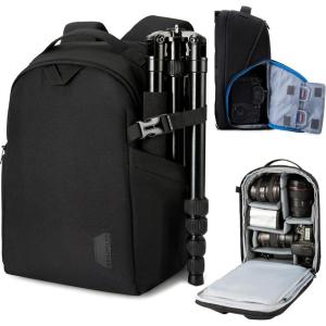 image:imageBAGSMART Camera Bag DSLR SLR Camera Backpack Fits up to 156 Laptop Camera Case for Photographers with Waterproof Rain Cover Tripod Holder BlackBlack
