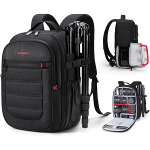 image:imageBAGSMART Camera Bag for DSLR Waterproof Camera Backpacks for Photographers Camera Case with Laptop Compartment156 BlackBlack