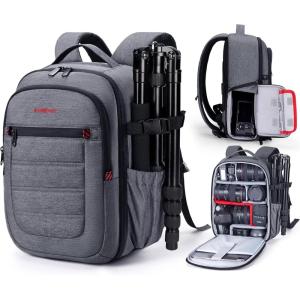 image:imageBAGSMART Camera Bag for DSLR Waterproof Camera Backpacks for Photographers Camera Case with Laptop Compartment156 BlackGrey