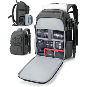 image:imageBAGSMART Camera Bag for Photographers Professional Camera Bag Fits up to 156 Laptop DSLRDronesTripod Camera Case with Rain Cover BlackLight Grey