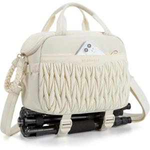 image:imageBAGSMART Camera Sling Bag Portable Small Camera Bags for Photographers with Tripod Holder Waterproof DSLRSLRCute Camera Case for Women with Rain Cover Compatible with Sony Canon Nikon BeigeBeige