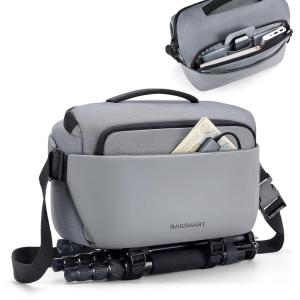 image:imageBAGSMART Camera Sling Bag Small Camera Bags for Photographers with Tripod Holder Waterproof DSLRSLRMirrorless Camera Bags Crossbody with Rain Cover Compatible with Canon Sony Nikon GrayGray