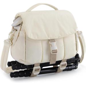 image:imageBAGSMART Small Camera Bag DSLR Camera Case for Camera Lens amp Accessories UltraLight Compact Crossbody Camcorder Bags with Rain CoverTripod Straps CamelBeige