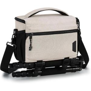 image:imageBAGSMART Small Camera Sling Bag for Photographers Compact Camera Shoulder Bags for DSLRSLRMirrorless Cameras Waterproof Crossbody Camera Case with Tripod Holder Grey03Ivory White