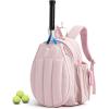 image:imageBAGSMART Tennis Gym Bag for Women Tennis Backpack Holds 2 Rackets with Shoe Compartment 156 Laptop Gym Backpacks for Court Offwork Everyday amp Overnight WeekendFCandy Pink