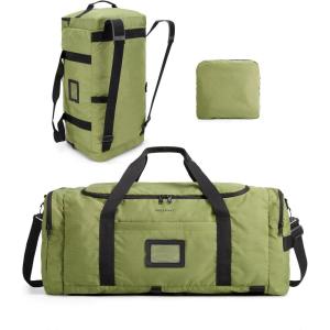 image:imageBAGSAMRT 60L Foldable Duffle Bag for Travel Large Travel Duffel Bag for Men 4 in 1 Travel Backpack Carry on Weekender Bag Light BrownArmy Green
