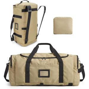 image:imageBAGSAMRT 60L Foldable Duffle Bag for Travel Large Travel Duffel Bag for Men 4 in 1 Travel Backpack Carry on Weekender Bag Light BrownLight Brown