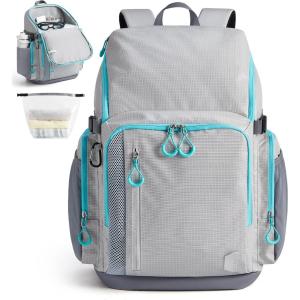 image:imageBAGSMART 2 Piece Swim Bag for Swimmers with Shoe Compartment 35L Waterproof Swim Backpack for Men and Women Swimming Sports Gym BagLight Gray