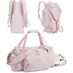 image:imageBAGSMART 4IN1 Gym Bag for Women Men TSA Lightweight Duffle Bag for Travel with Shoe Compartment amp Wet Pocket 22L30L38L Tactical Backpack with 40oz Water Bottle HolderGLight pink