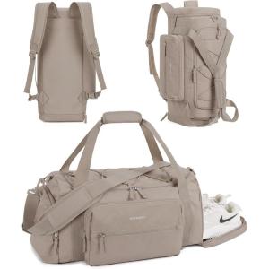 image:imageBAGSMART 4IN1 Gym Bag for Women Men TSA Lightweight Duffle Bag for Travel with Shoe Compartment amp Wet Pocket 22L30L38L Tactical Backpack with 40oz Water Bottle HolderALight tan
