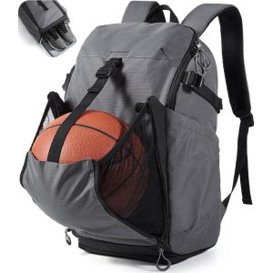 image:imageBAGSMART Basketball Gym Backpack for Men with Shoes Compartment Basketball Bag with Ball Holder Functional Gym Bag for Volleyball Soccer amp BaseballDark Gray