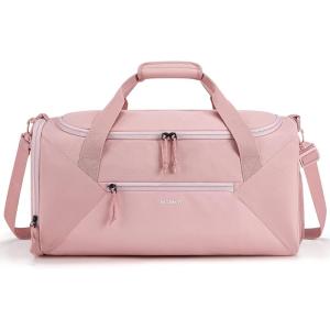 image:imageBAGSMART Gym Bag for Women 36L Small Sports Duffle Bag With Shoe Bag Lightweight Overnight Weekender Travel Duffel Bag Water Resistant Workout Sports Bag for Travel  Pink