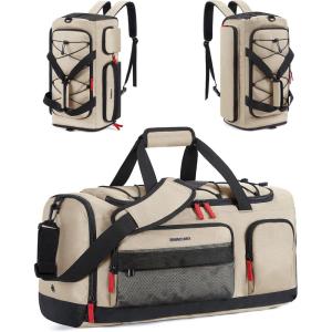 image:imageBAGSMART Gym Bag for Women amp Men Sports Travel Duffel Backpack with Shoe Compartment Laptop Compartment Water Resistant Carry On Weekender Bag for AirplaneKhaki