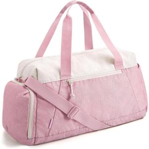 image:imageBAGSMART Gym Bags for Men Women Foldable Travel Duffle Bag Lightweight Weekender Duffel Bag With Shoe Compartment Water Resistant Workout Duffle Sports Bag for Travel Yoga BlackDark Pink