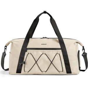 image:imageBAGSMART Small Gym Bag With Shoe Compartment amp Wet Pocket Lightweight Sports Travel Duffel Carry On Weekender Overnight Water Resistant Sports Gym Tote for Swimming Yoga Almond OilAlmond Oil