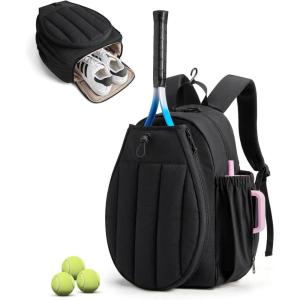 image:imageBAGSMART Tennis Gym Bag for Women Tennis Backpack Holds 2 Rackets with Shoe Compartment 156 Laptop Gym Backpacks for Court Offwork Everyday amp Overnight WeekendEJet Black