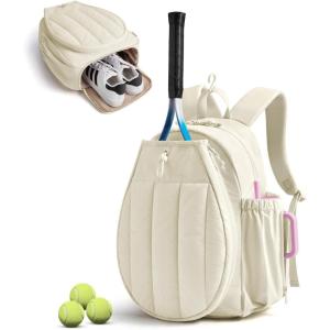 image:imageBAGSMART Tennis Gym Bag for Women Tennis Backpack Holds 2 Rackets with Shoe Compartment 156 Laptop Gym Backpacks for Court Offwork Everyday amp Overnight WeekendGBeige
