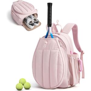 image:imageBAGSMART Tennis Gym Bag for Women Tennis Backpack Holds 2 Rackets with Shoe Compartment 156 Laptop Gym Backpacks for Court Offwork Everyday amp Overnight WeekendFCandy Pink