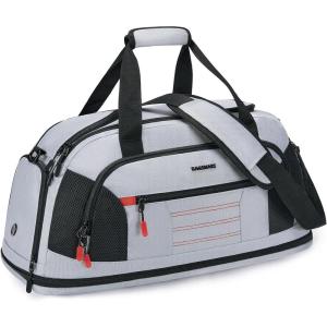 image:imageGym Bag for Men Women BAGSMART Expandable Sports Travel Duffel Bag Lightweight Workout Bag with Shoe Compartment amp Wet Pocket Water Resistant Weekend Overnight Duffle Bag for Travel Gym Grey