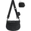 image:imageBAGSMART Small Crossbody Bags for Women Puffer Cute Bum Bag with Pouch Quilted Purse for Daily Travel College Leopard  46L compact size structured bum bag small yet spacious 2in1 set mom bagBlack