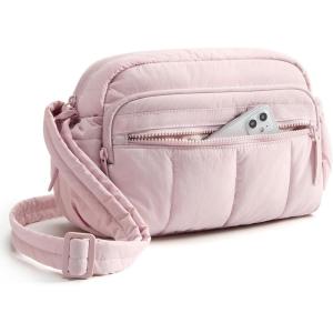 image:imageBAGSMART Anti Theft Crossbody Bags for Women Travel Purse Medium Quilted Puffy cross body bag Handbags Shoulder Purses DarkmediumBaby Pink1