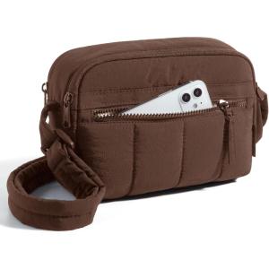image:imageBAGSMART Anti Theft Crossbody Bags for Women Travel Purse Medium Quilted Puffy cross body bag Handbags Shoulder Purses DarkmediumDark Brown