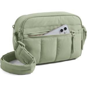 image:imageBAGSMART Anti Theft Crossbody Bags for Women Travel Purse Medium Quilted Puffy cross body bag Handbags Shoulder Purses DarkmediumGreen