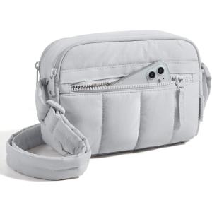 image:imageBAGSMART Anti Theft Crossbody Bags for Women Travel Purse Medium Quilted Puffy cross body bag Handbags Shoulder Purses DarkmediumLight Gray