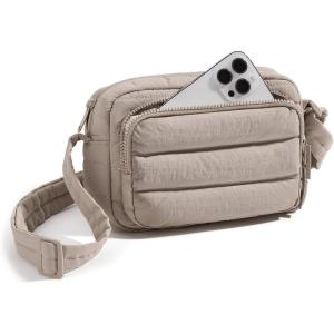 image:imageBAGSMART Crossbody Bags for Women Puffer Crossbody Purses for Women with RFID Blocking Slots Handbags Wallet Small Purse  Travel Purse Small Crossbody 34L Mini Purse for Travel Gym Lightweight WaterresistantBrown