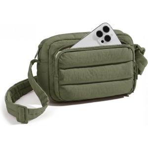 image:imageBAGSMART Crossbody Bags for Women Puffer Crossbody Purses for Women with RFID Blocking Slots Handbags Wallet Small Purse  Travel Purse Small Crossbody 34L Mini Purse for Travel Gym Lightweight WaterresistantOlive Green