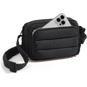 image:imageBAGSMART Crossbody Bags for Women Puffer Crossbody Purses for Women with RFID Blocking Slots Handbags Wallet Small Purse  Travel Purse Small Crossbody 34L Mini Purse for Travel Gym Lightweight WaterresistantBlack