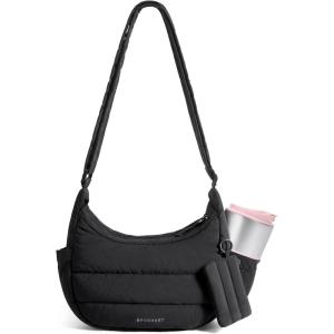 image:imageBAGSMART Crossbody Purses for Women with Adjustable Strap Small Puffer Hobo Bags Compact Fluffy Shoulder Handbags PouchBlack