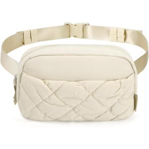 image:imageBAGSMART Puffy Fanny Packs for Women Crossbody Belt Bag with Adjustable Strap Quilted Waist Pack Purse for Traveling Shopping WorkoutBeige