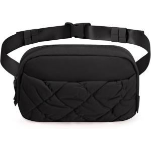 image:imageBAGSMART Puffy Fanny Packs for Women Crossbody Belt Bag with Adjustable Strap Quilted Waist Pack Purse for Traveling Shopping WorkoutBlackpuffy