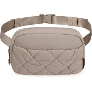 image:imageBAGSMART Puffy Fanny Packs for Women Crossbody Belt Bag with Adjustable Strap Quilted Waist Pack Purse for Traveling Shopping WorkoutCamel
