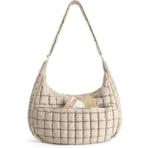 image:imageBAGSMART Quilted Crossbody Bag for Women Lightweight Puffer Purse for Travel Daily Use amp Work  Waterresistant Puffy Shoulder Bag w Adjustable Strap Light amp Comfortable Handsfree Bags Mothers day giftsEarth Tone Camel