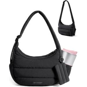 image:imageBAGSMART Shoulder Bag for Women Small Puffer Purses Crossbody Bag Lightweight Fluffy Hobo Handbag Puffy PouchBlack