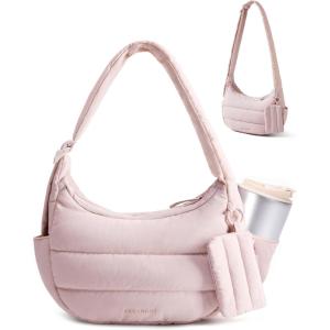 image:imageBAGSMART Shoulder Bag for Women Small Puffer Purses Crossbody Bag Lightweight Fluffy Hobo Handbag Puffy PouchPink