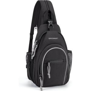 image:imageBAGSMART Small Crossbody Sling Bag for Men Women Small Sling Backpack Shoulder Bag AntiTheft Chest DaypackBlack