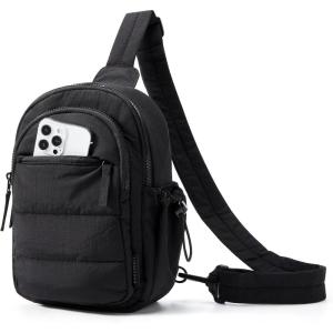 image:imageBAGSMART Small Sling Bag for Women Puffer Crossbody Bag Purses Hobo Handbag Fanny Packs for Travel HikingBlack