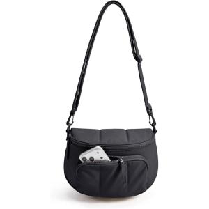 image:imageBAGSMART Spacious Puffy Bum Bags for Women Crossbody Fanny Packs for Travel amp Work Waterproof Coated Mom Bag  5L Roomy Purses Large Fanny Pack ideal for Moms Long Outings Everyday bum bag Puffer Nylon01Jet Black