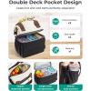 image:imageBAGSMART Double Deck Lunch Bag Women Insulated Reusable Lunch Box Quilted Puffer Lunch Tote with Shoulder Strap Durable Large Lunch Cooler For Work Picnic Travel Meal Prep Flight BlackPink