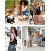 image:imageBAGSMART Double Deck Lunch Bag Women Insulated Reusable Lunch Box Quilted Puffer Lunch Tote with Shoulder Strap Durable Large Lunch Cooler For Work Picnic Travel Meal Prep Flight BlackPink