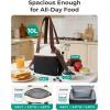 image:imageBAGSMART Double Deck Lunch Bag Women Insulated Reusable Lunch Box Quilted Puffer Lunch Tote with Shoulder Strap Durable Large Lunch Cooler For Work Picnic Travel Meal Prep Flight BlackPink