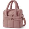 image:imageBAGSMART Lunch Bag Women Double Deck Insulated Lunch Box Quilted Puffer Lunch Tote Leakproof Durable amp Reusable Large Lunch Cooler For Work Picnic Travel Meal Prep CamelDark Pink