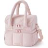image:imageBAGSMART Lunch Bag Women Double Deck Insulated Lunch Box Quilted Puffer Lunch Tote Leakproof Durable amp Reusable Large Lunch Cooler For Work Picnic Travel Meal Prep CamelPink