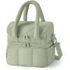 image:imageBAGSMART Lunch Bag Women Double Deck Insulated Lunch Box Quilted Puffer Lunch Tote Leakproof Durable amp Reusable Large Lunch Cooler For Work Picnic Travel Meal Prep CamelSage Green